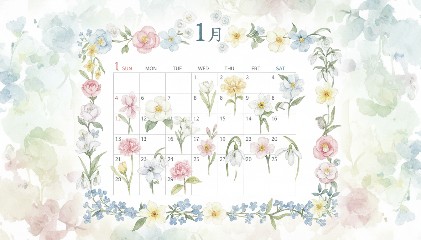 💐 1月の誕生花カレンダー(日別)